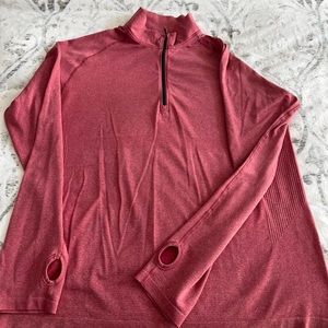 Mens Lululemon red size L half zip metal tech vent top